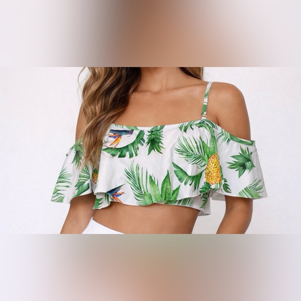 SHEIN Tropical Print Swimsuit Set 2-Piece Bikini Women’s S/L